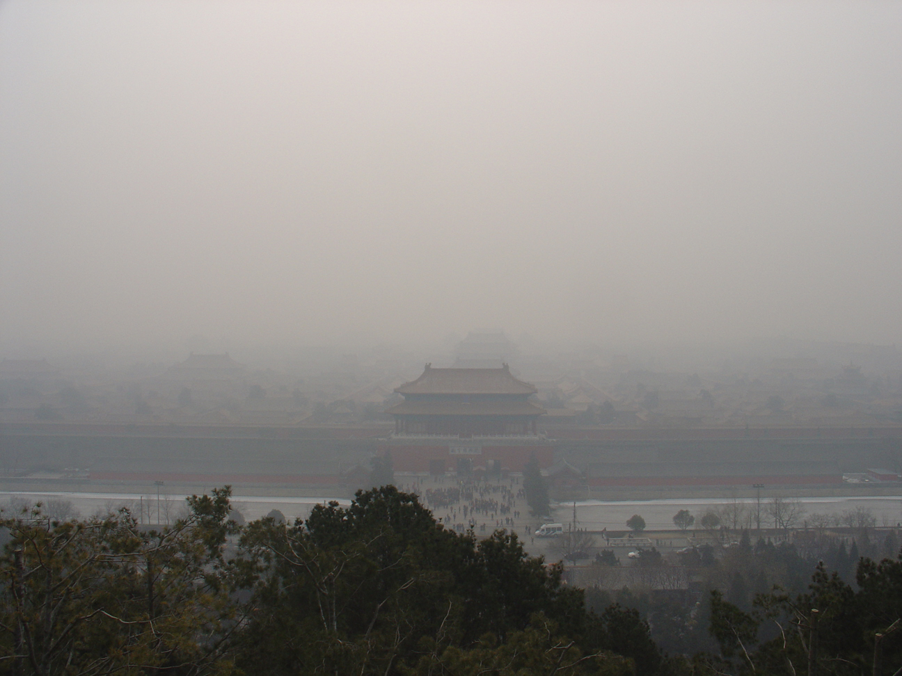 The Forbidden City photographed from higher ground