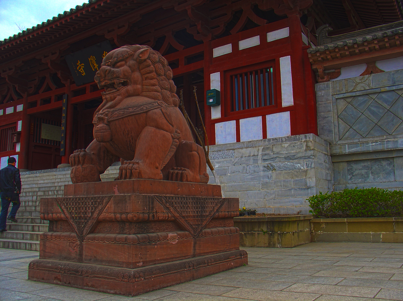 A Statue in front of the temple