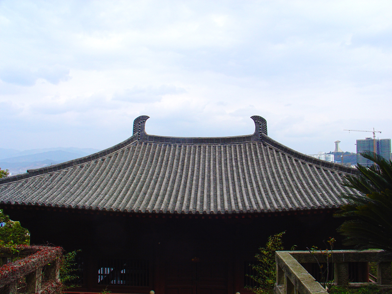 The roof of a temple building