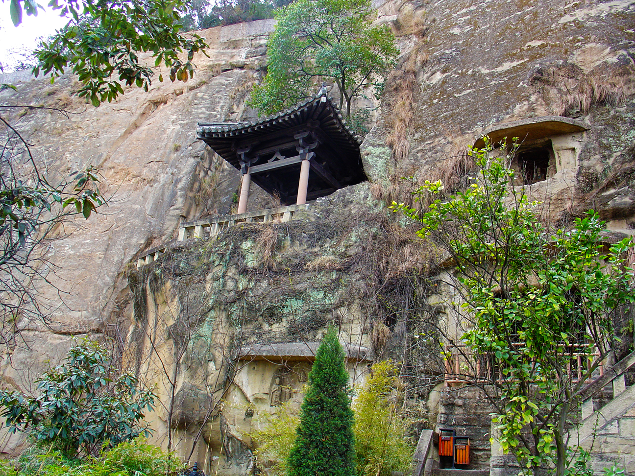 A pavilion on a rock