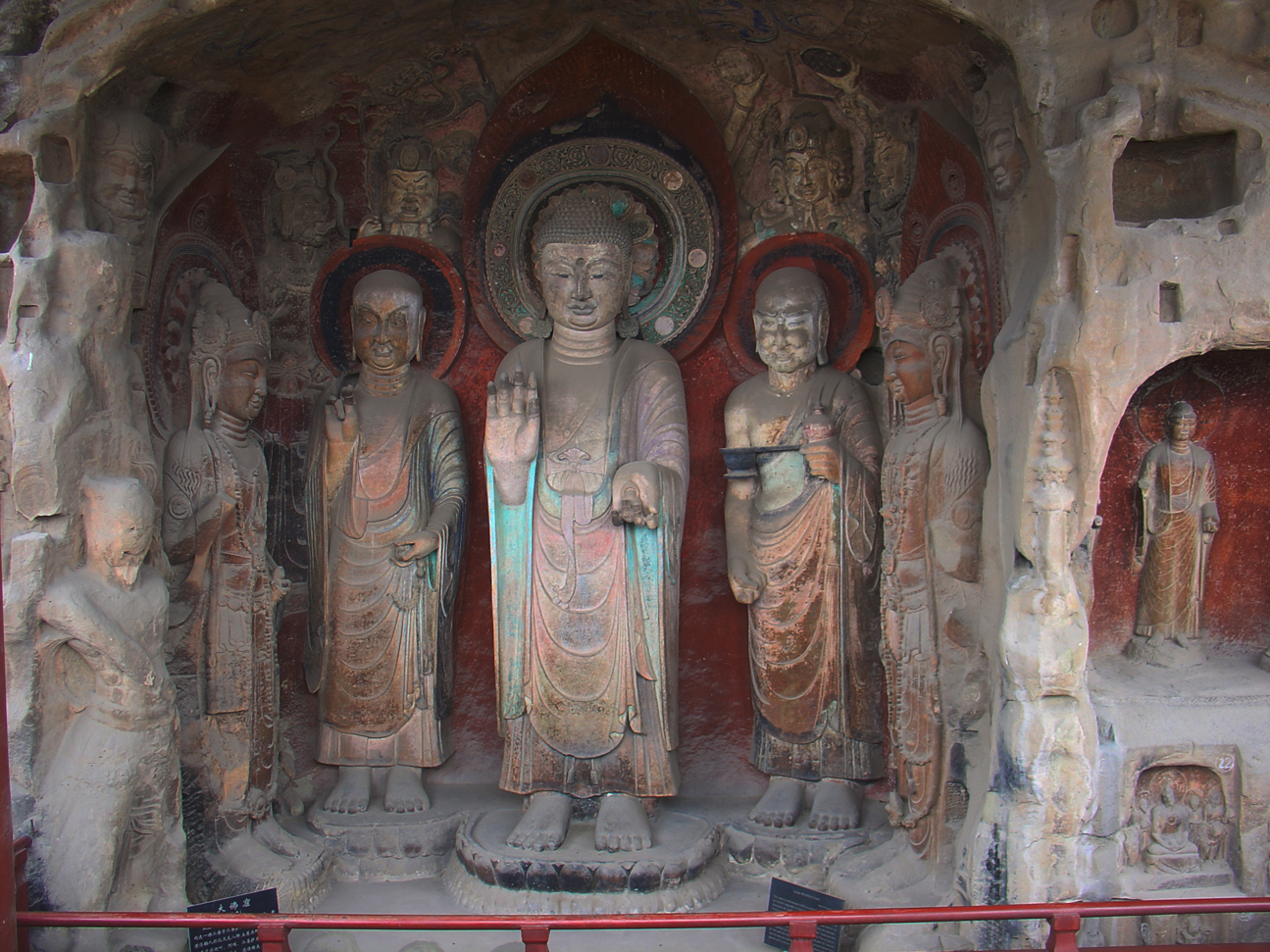The huge statues, carved in to the mountain