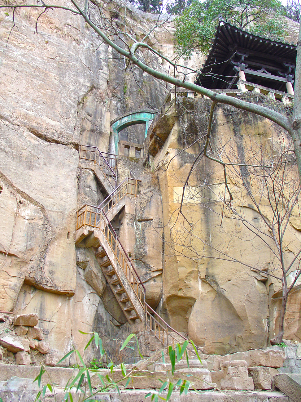 Stairs carved into the mountain