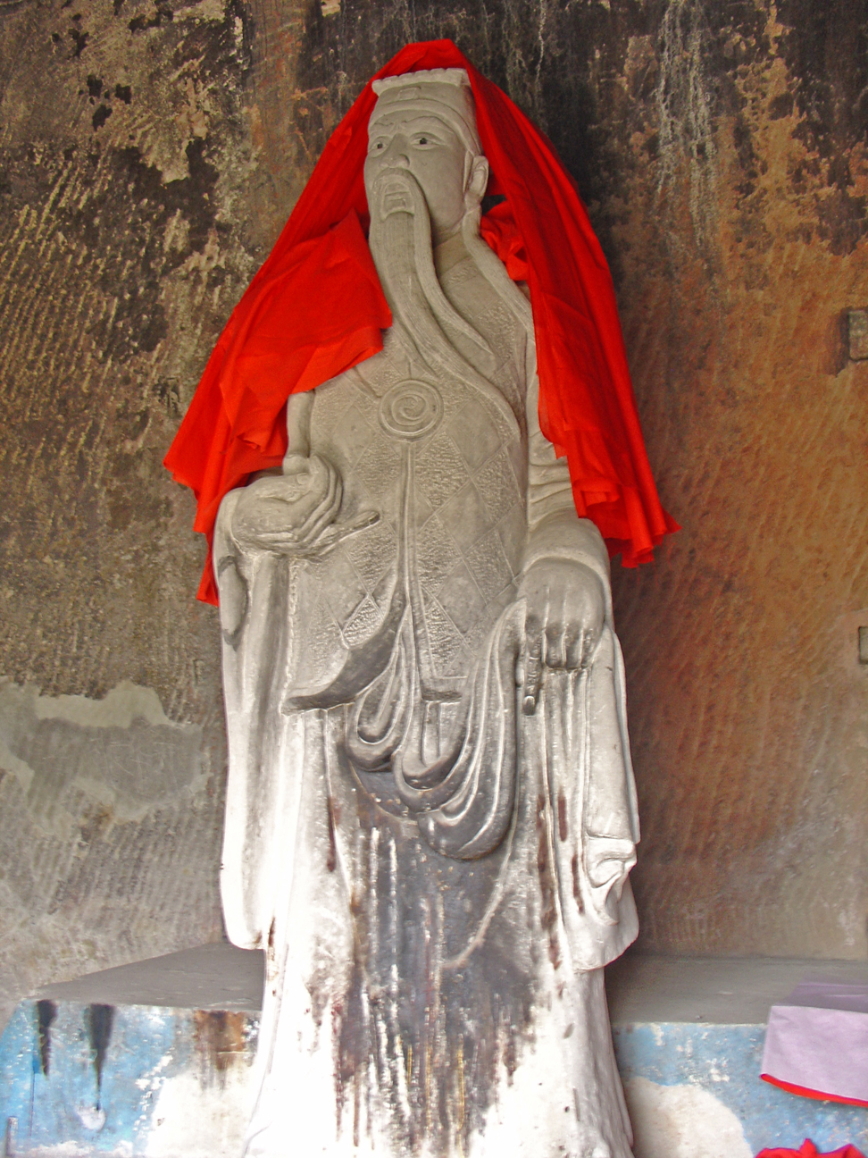 A statue in a cave