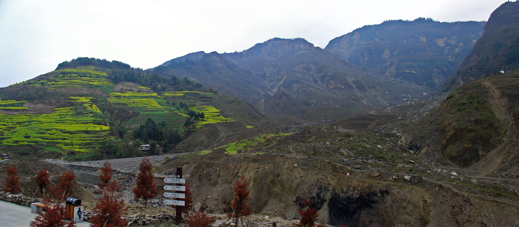 Here used to be a whole village - the village was covered with up to 100 metres of rocks and soil.