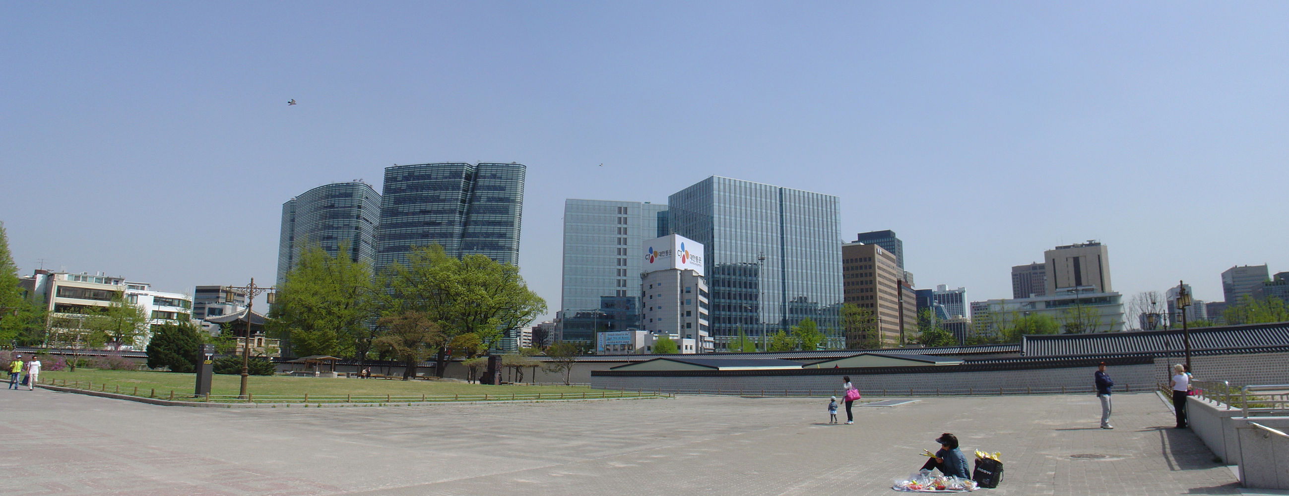 The modern buildings in Seoul.