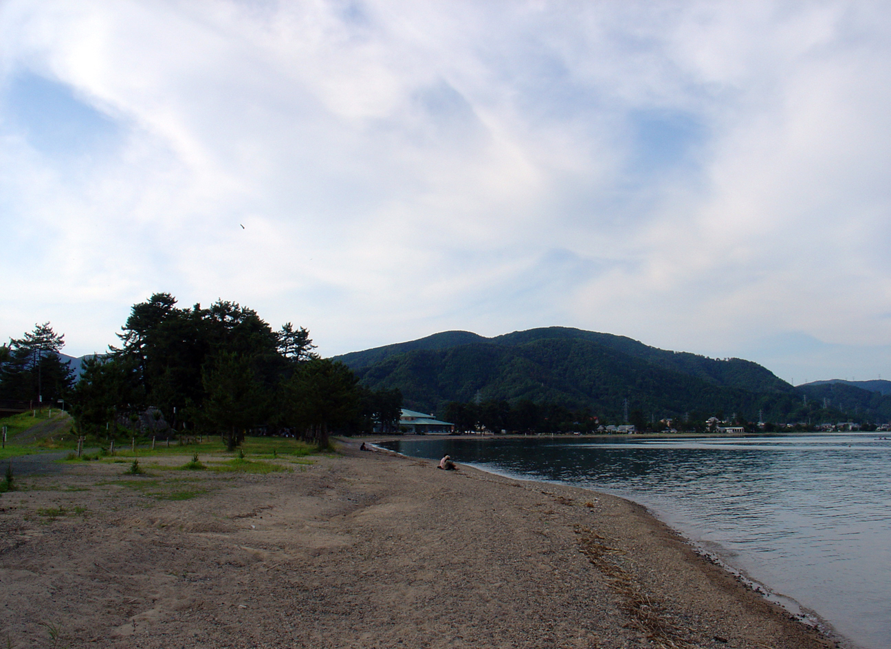 The stony beach.