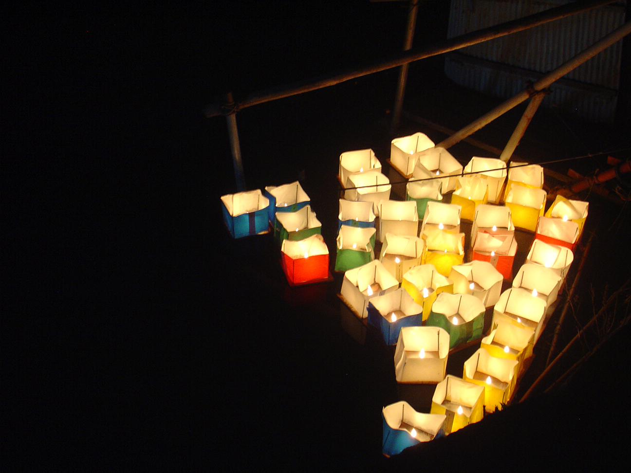 The wind took the lanterns to the east end of the pond.