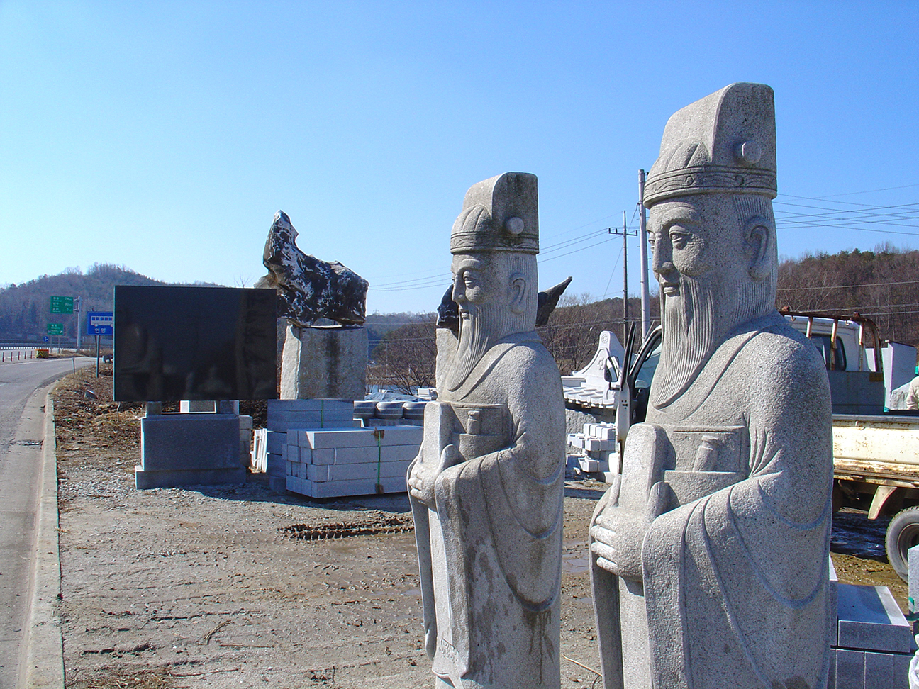 Two statues at a stonemasonry