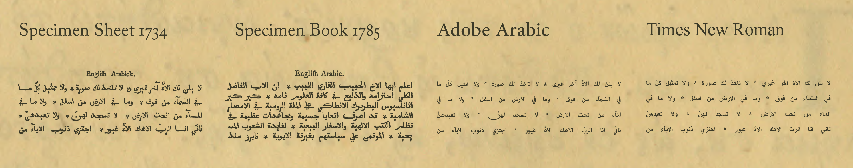 Caslon Arabic vs Adobe Arabic and Times New Roman.