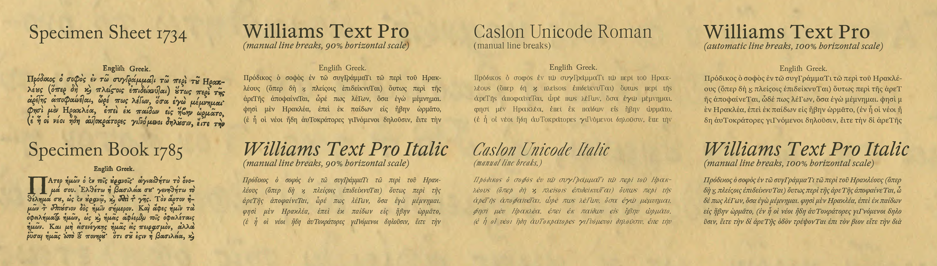 Original Caslon Greek vs William Text.