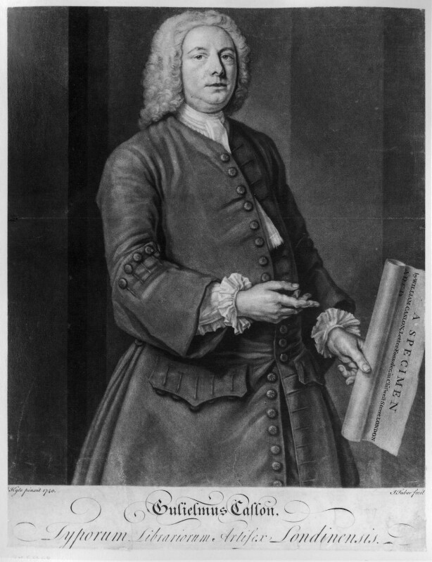 William Caslon the Elder   by John Faber Jr, after Francis Kyte   mezzotint, (1740)   NPG D11019   © National Portrait Gallery, London   Usage under Creative Commons License.